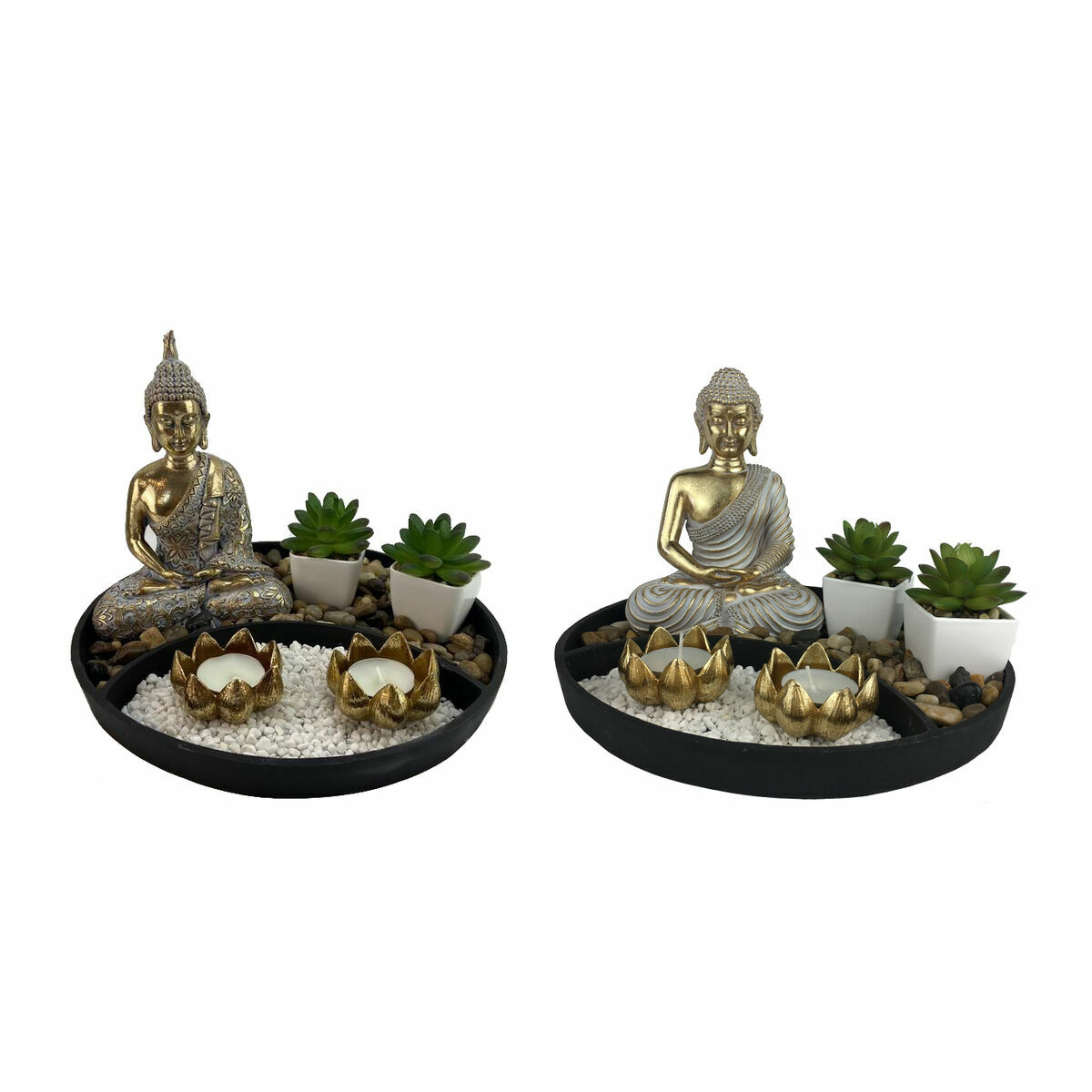 Prydnadsfigur DKD Home Decor 26 x 26 x 18 cm Orientalisk Trädgård (2 antal) - 2
