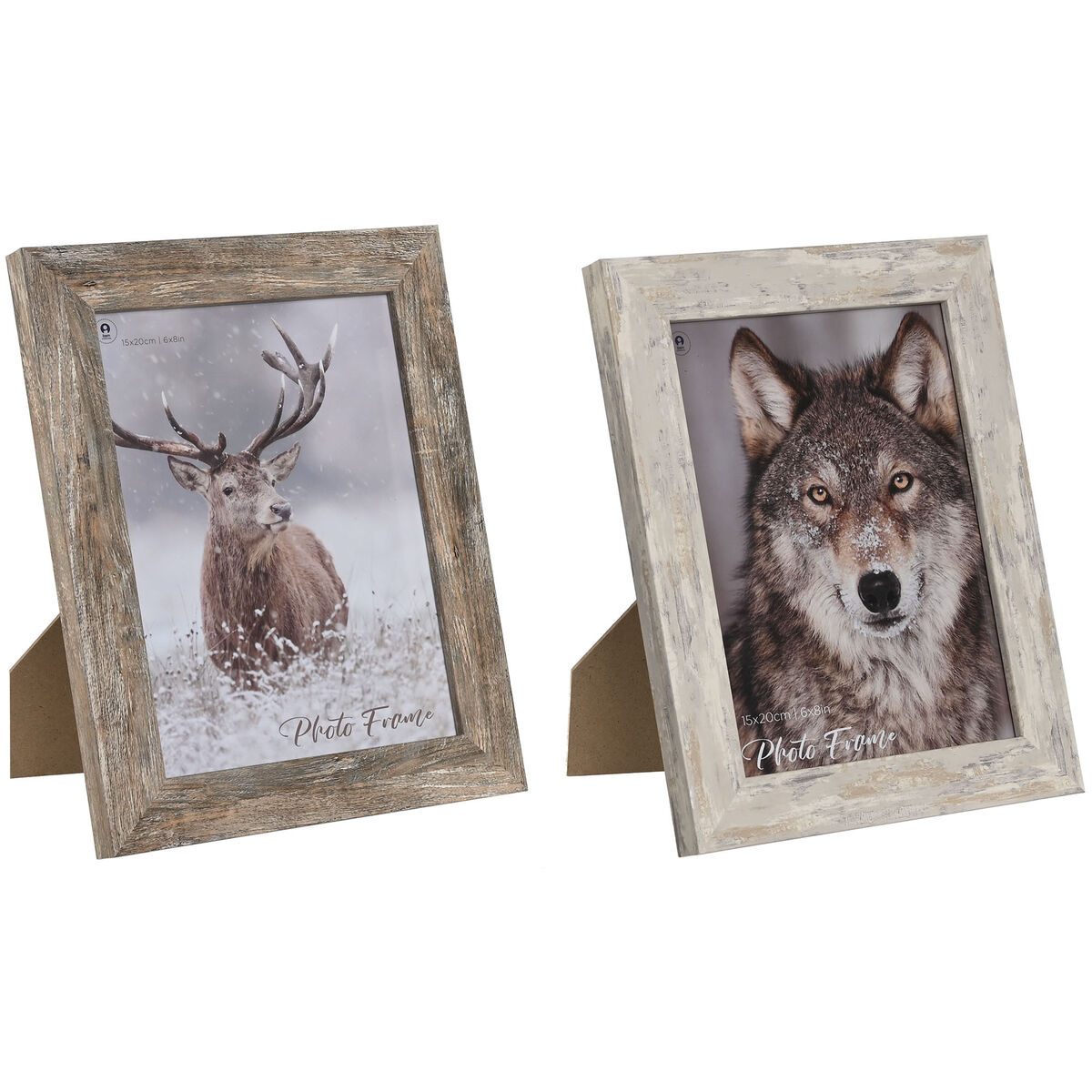 Fotoram Home ESPRIT Vit Naturell Glas polystyren Skandinavisk 19,5 x 2 x 24,5 cm (2 antal)