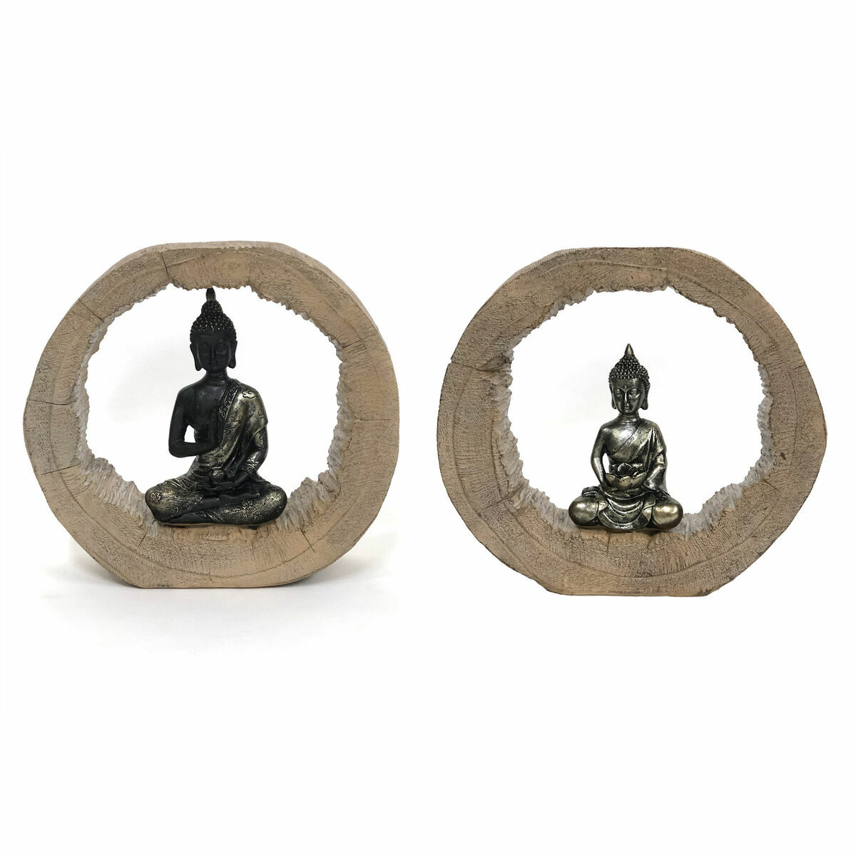 Prydnadsfigur DKD Home Decor Svart Naturell Buddha 20,5 x 6 x 18,5 cm (2 antal) - 3
