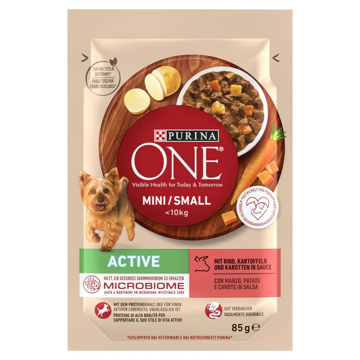 Våt mat Purina Mini/Small Active Beef Nötkött 85 g