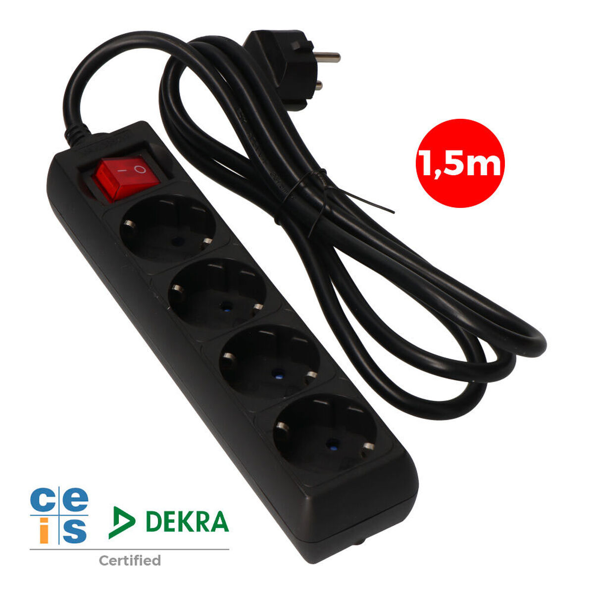 Ellist 4 Tomas-uttag med brytare EDM 41013 Schuko (1,5 m) - 4