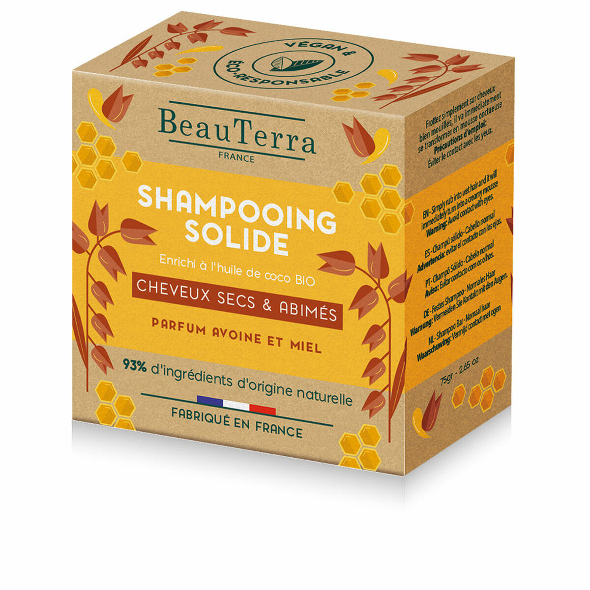 Schampobar Beauterra Solide Honung Havregryn 75 g