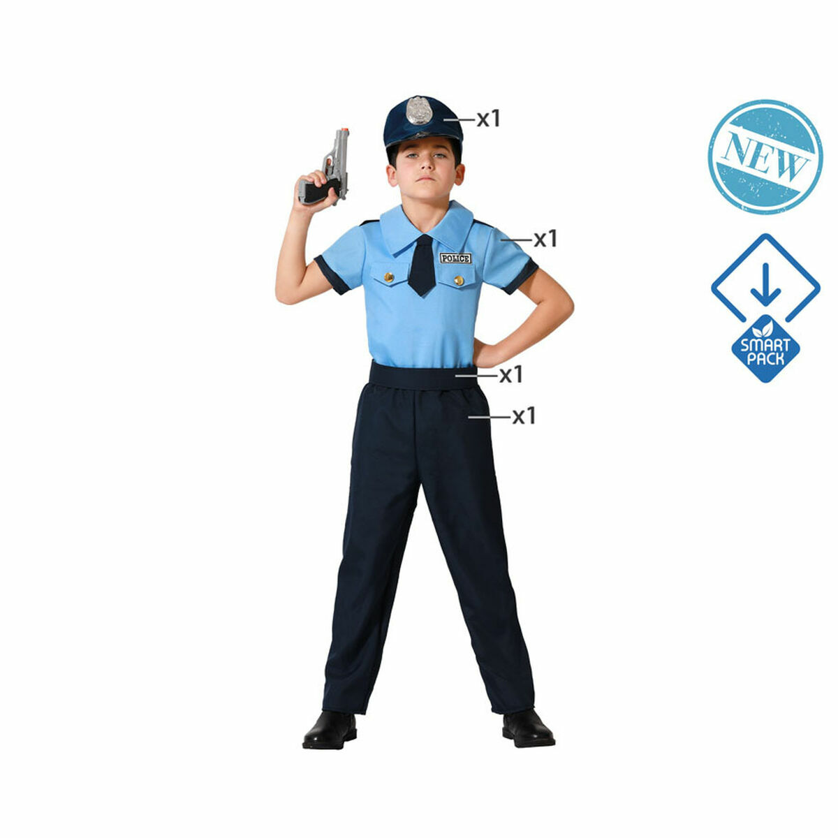 Maskeraddräkt för barn Polis - 9