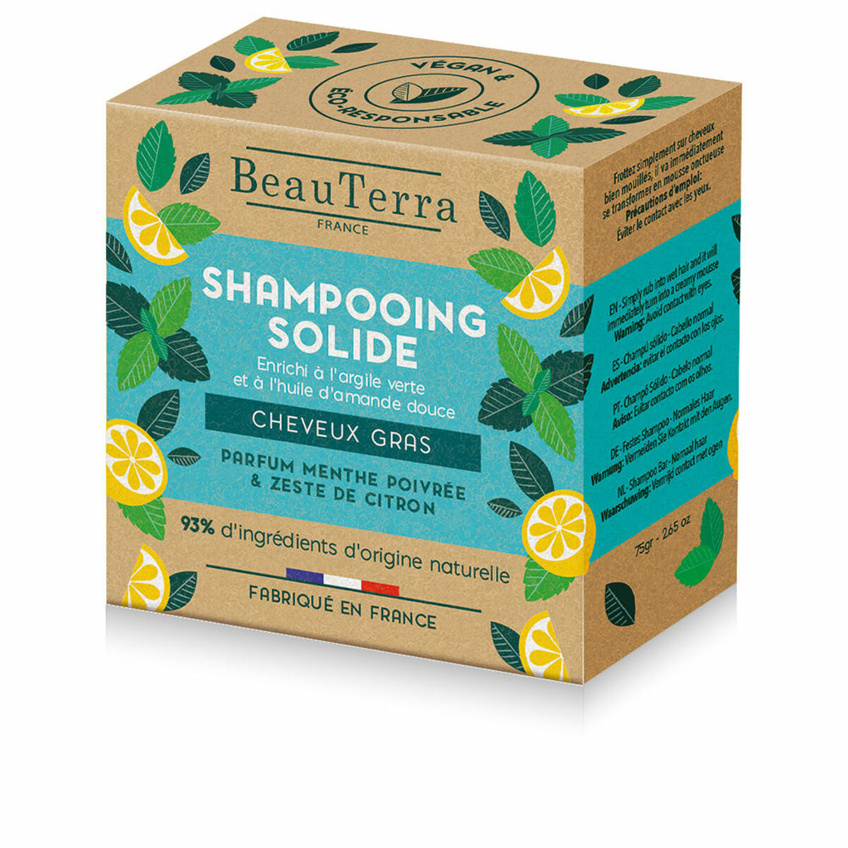 Schampobar Beauterra Solide Citron Mint 75 g