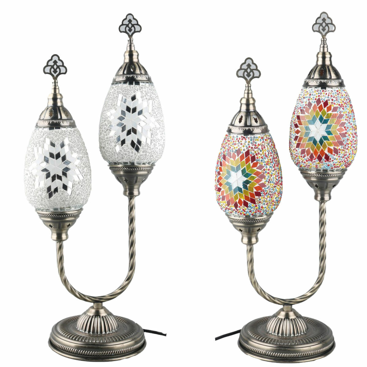 Bordslampa DKD Home Decor 24 x 15 x 55 cm Glas Metall Multicolour 220 V 50 W (2 antal) - 2