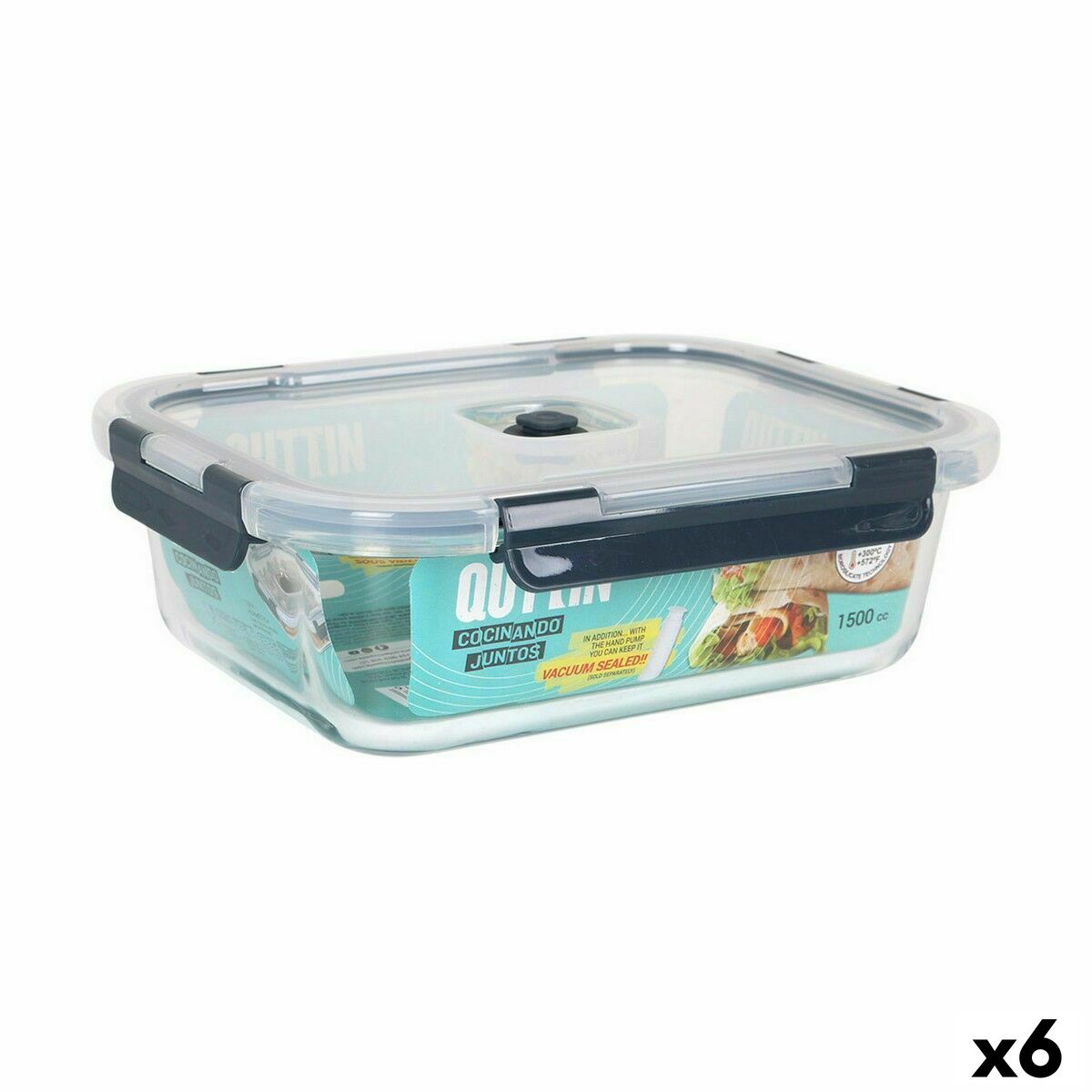 Hermetisk matlåda Quttin   Rektangulär 1,5 L 23 x 17,8 x 7,6 cm (6 antal) - 3