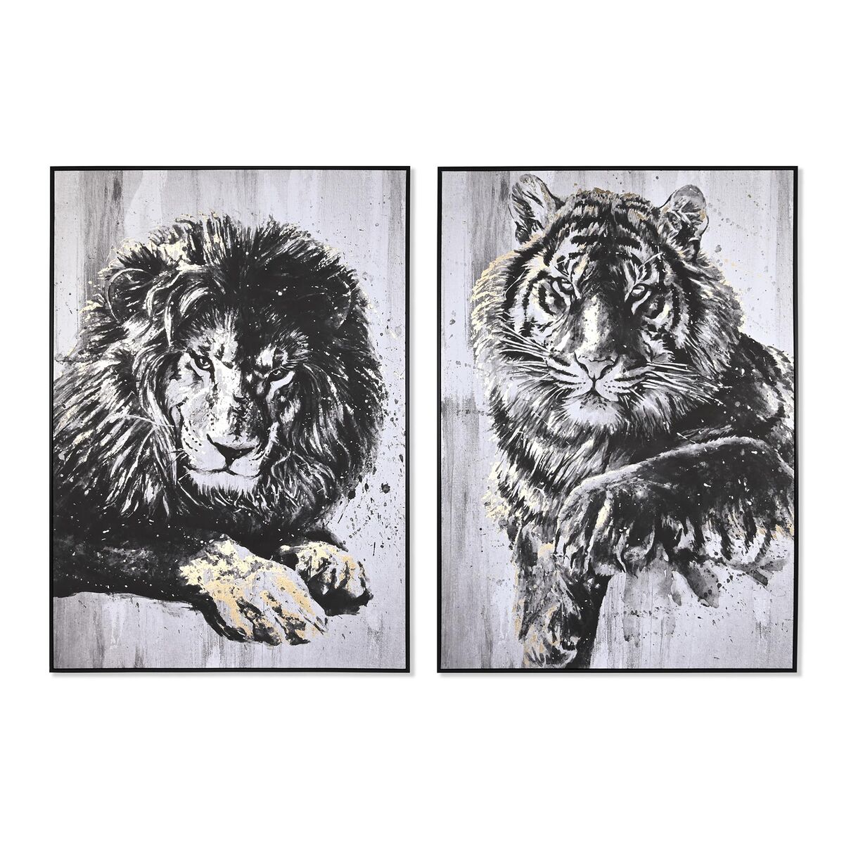 Tavla DKD Home Decor 103 x 4,5 x 143 cm Tiger Kolonial (2 antal) - 3