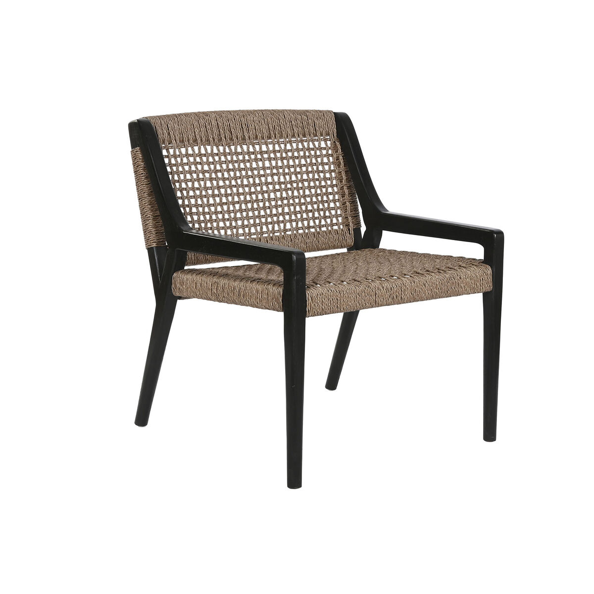 Fåtölj Home ESPRIT Svart Teak Syntetisk fiber 65 X 62 X 72 CM