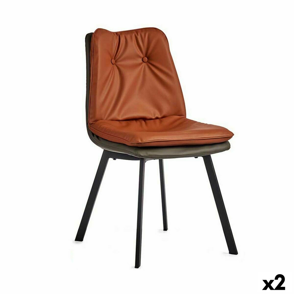 Fåtölj Gift Decor Brun Svart Grå Takpanna 62 x 85 x 47 cm Knappar (2 antal) - 4