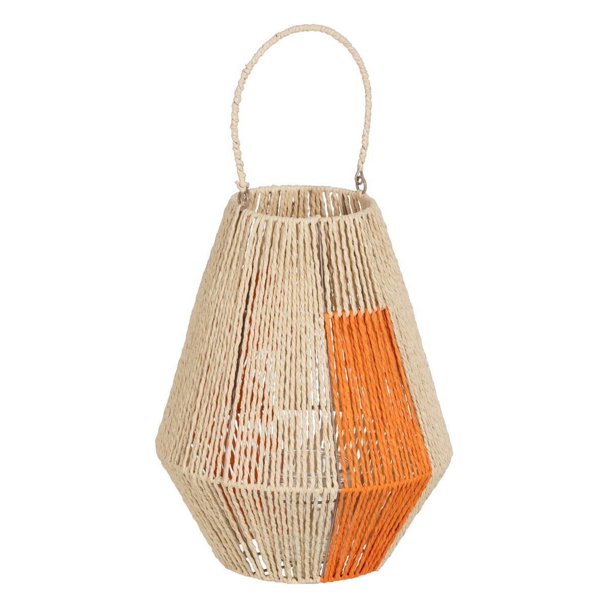 Lykta Ljusstakar Lykta Orange Kräm Metall Papper Glas 31,5 x 31,5 x 39 cm