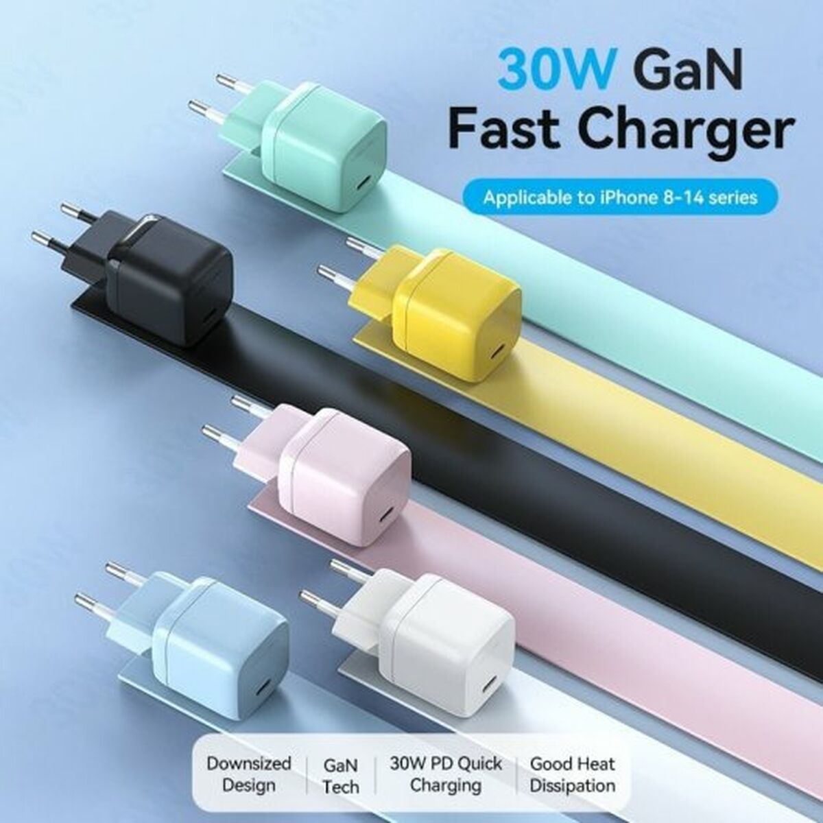 Väggladdare Vention FAKG0-EU Grön 30 W USB-C - 2