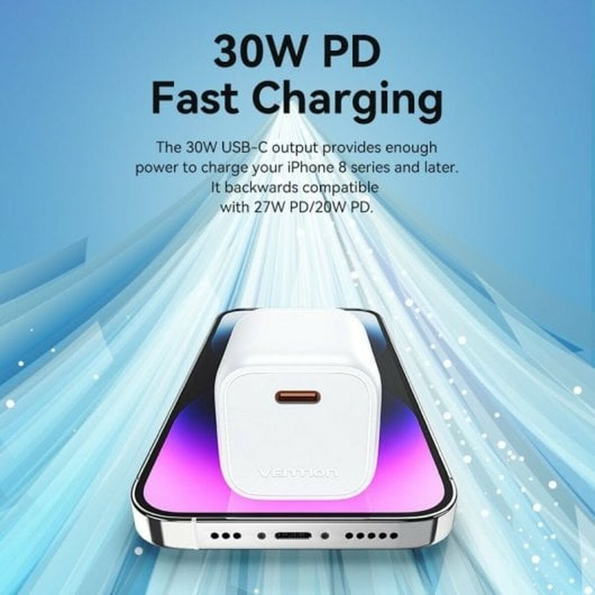 Väggladdare Vention FAKG0-EU Grön 30 W USB-C - 4
