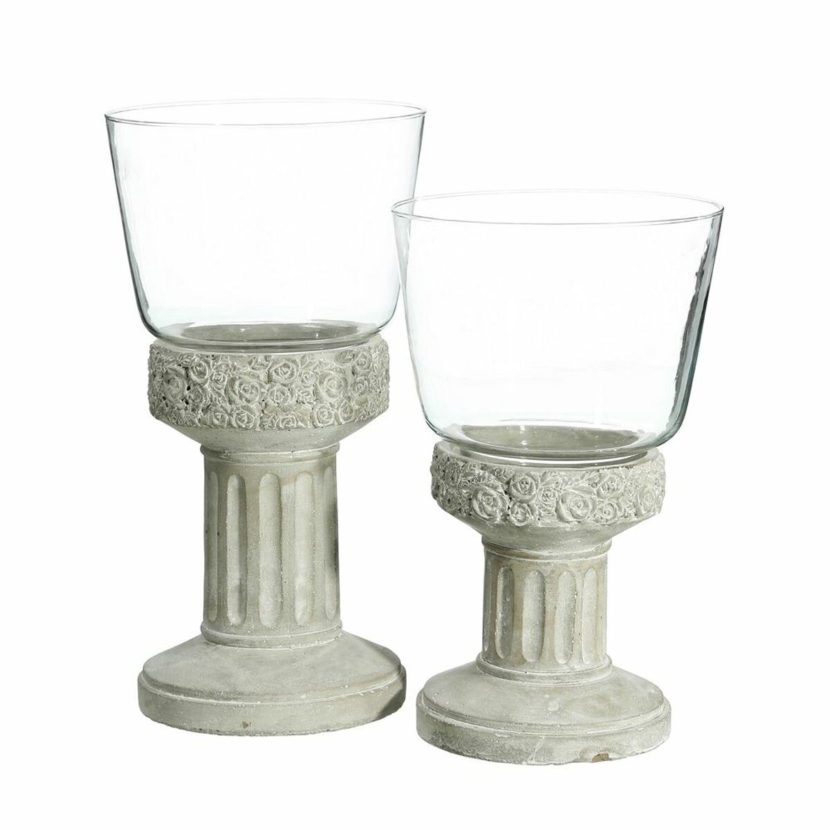 Ljusstakar 17,5 x 17,5 x 33,5 cm Glas Grå Cement - 3