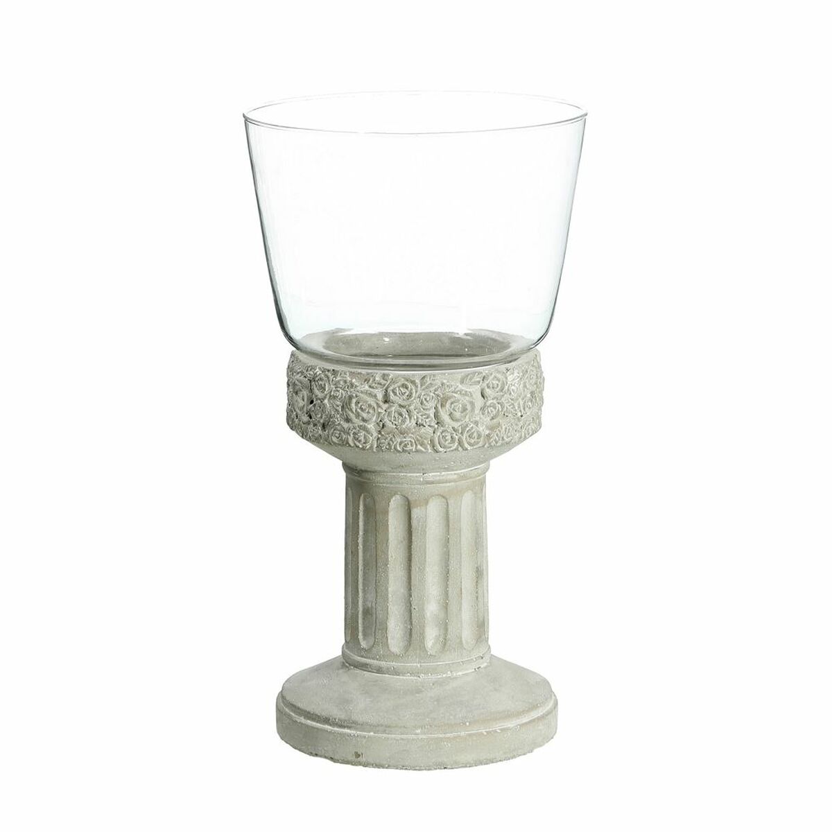 Ljusstakar 17,5 x 17,5 x 33,5 cm Glas Grå Cement