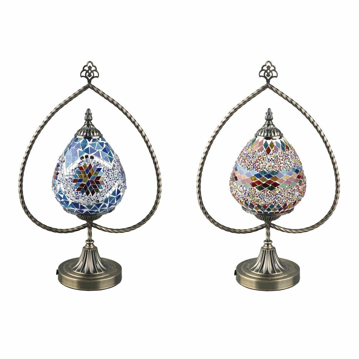 Bordslampa DKD Home Decor 32.5 x 16 x 47.5 cm 32,5 x 16 x 47,5 cm Glas Metall Multicolour 220 V 50 W (2 antal) - 2