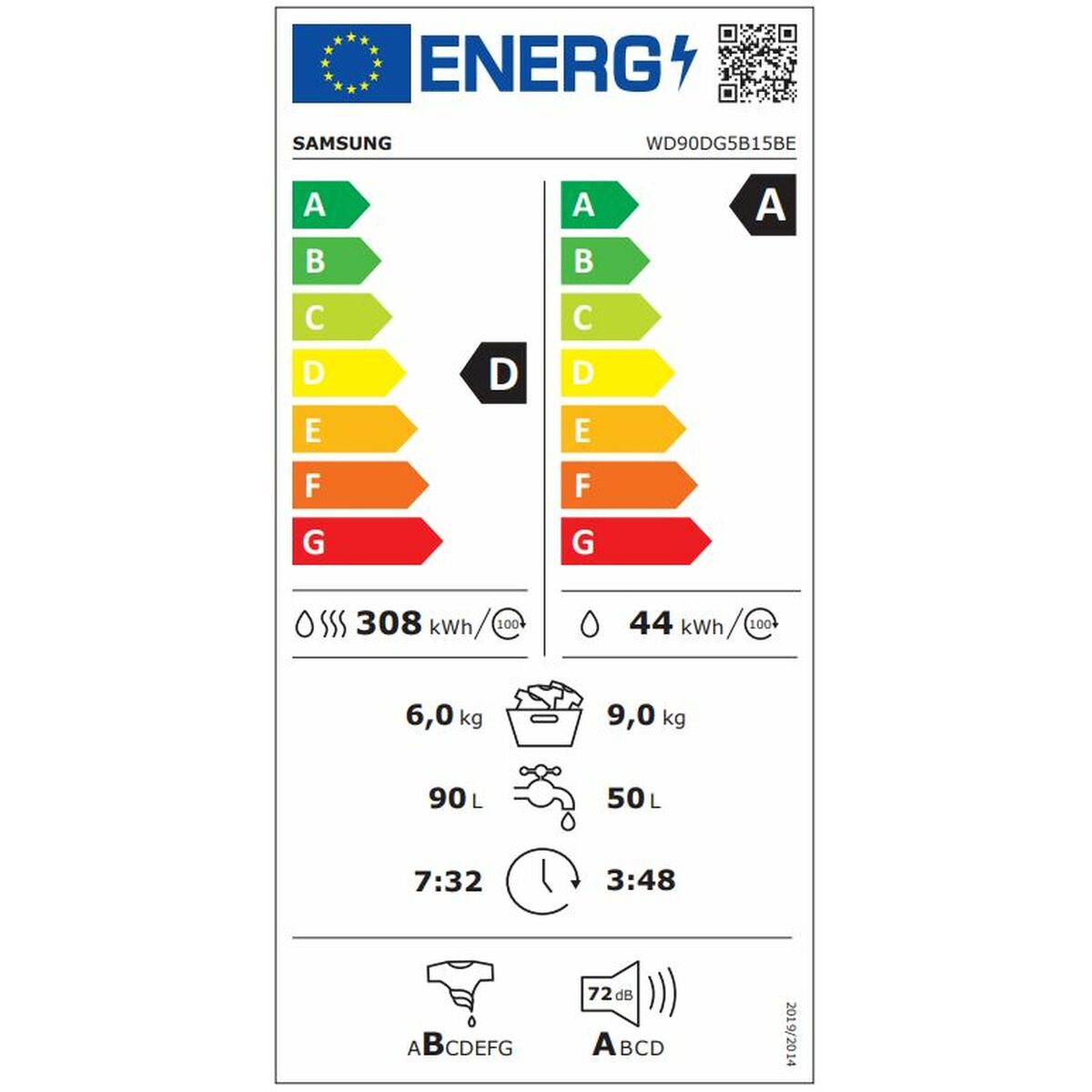 Washer - Dryer Samsung WD90DG5B15BEEC 1400 rpm 9 kg 6 Kg - 2
