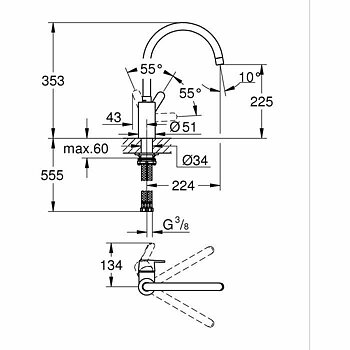 Kitchen Tap Grohe Get - 31494001 C-formad Metall