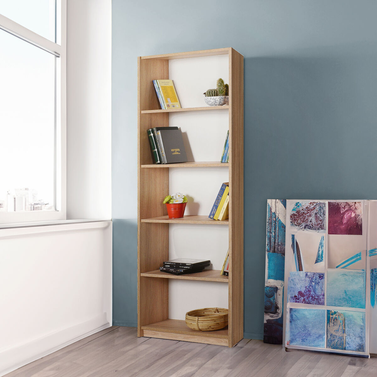 Bokhandel Alexandra House Living Brun Trä MDP 58 x 169 x 22 cm 5 Hyllor - 2