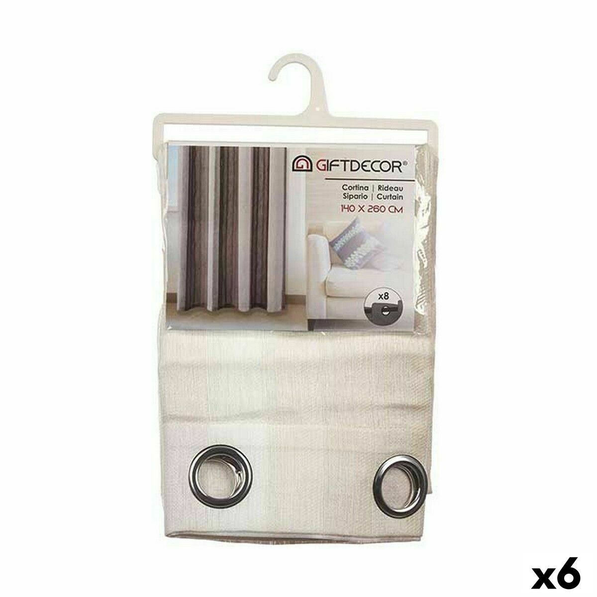 Gardin Ränder Beige Lax 140 x 0,1 x 260 cm (6 antal) - 3