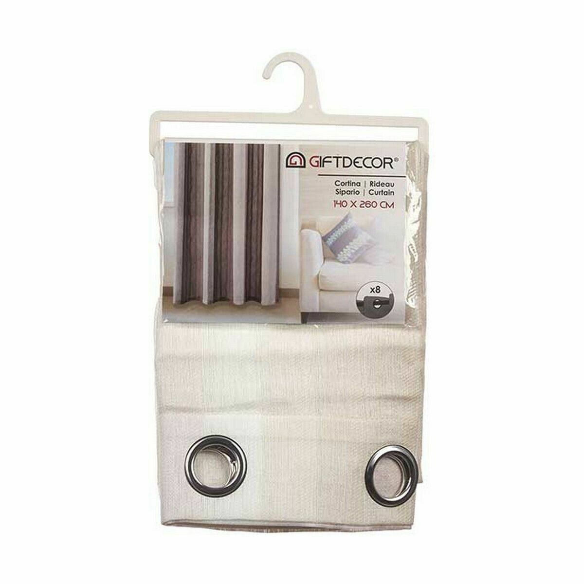 Gardin Ränder Beige Lax 140 x 0,1 x 260 cm (6 antal) - 5