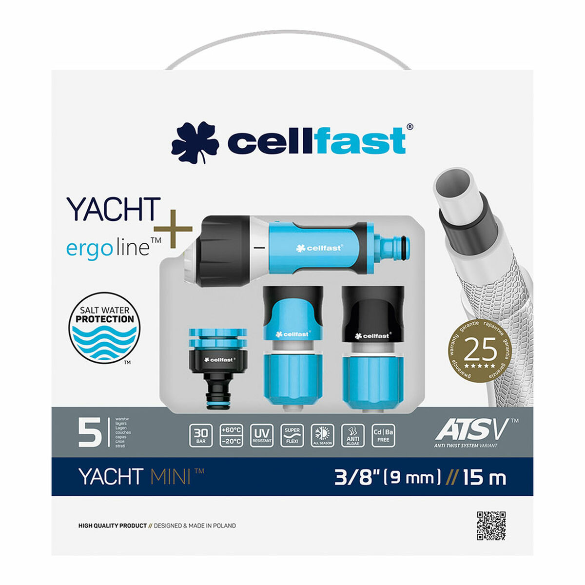 Slang med tillbehörssats Cellfast Yacht Mini Ats PVC 15 m Ø 9 mm