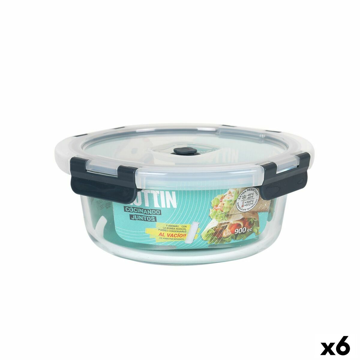 Hermetisk matlåda Quttin Rund 900 ml Ø 18 x 7,5 cm (6 antal) - 3