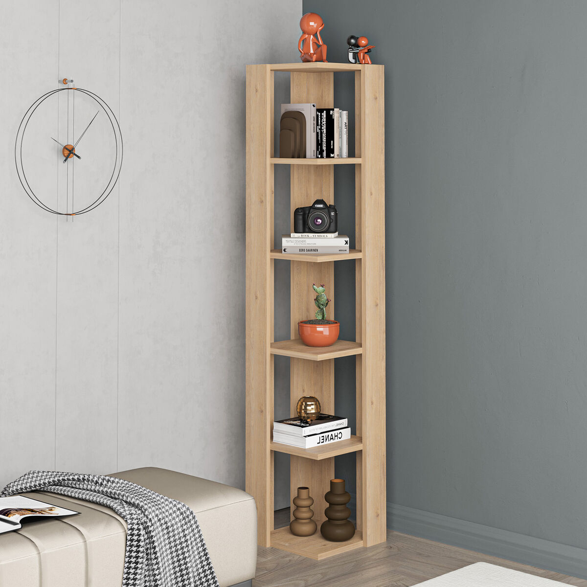 Vinkelhylla Alexandra House Living Tölgy Trä MDP 33 x 161 x 33 cm 5 Hyllor - 2