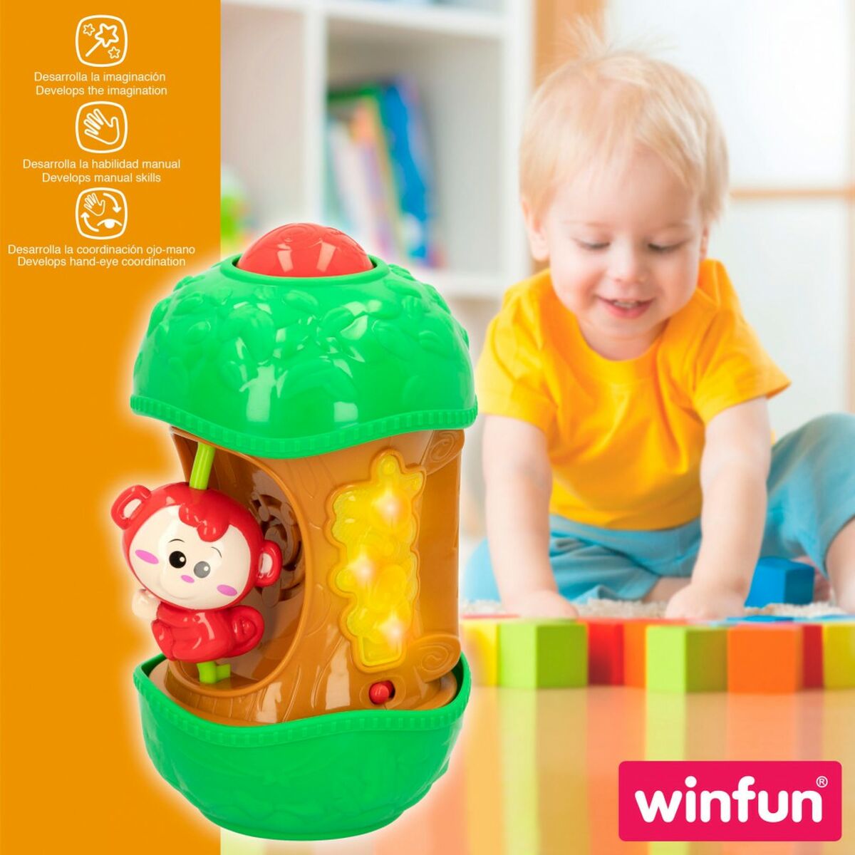 Interaktiv leksak för småbarn Winfun Apa 11,5 x 20,5 x 11,5 cm (6 antal) - 11