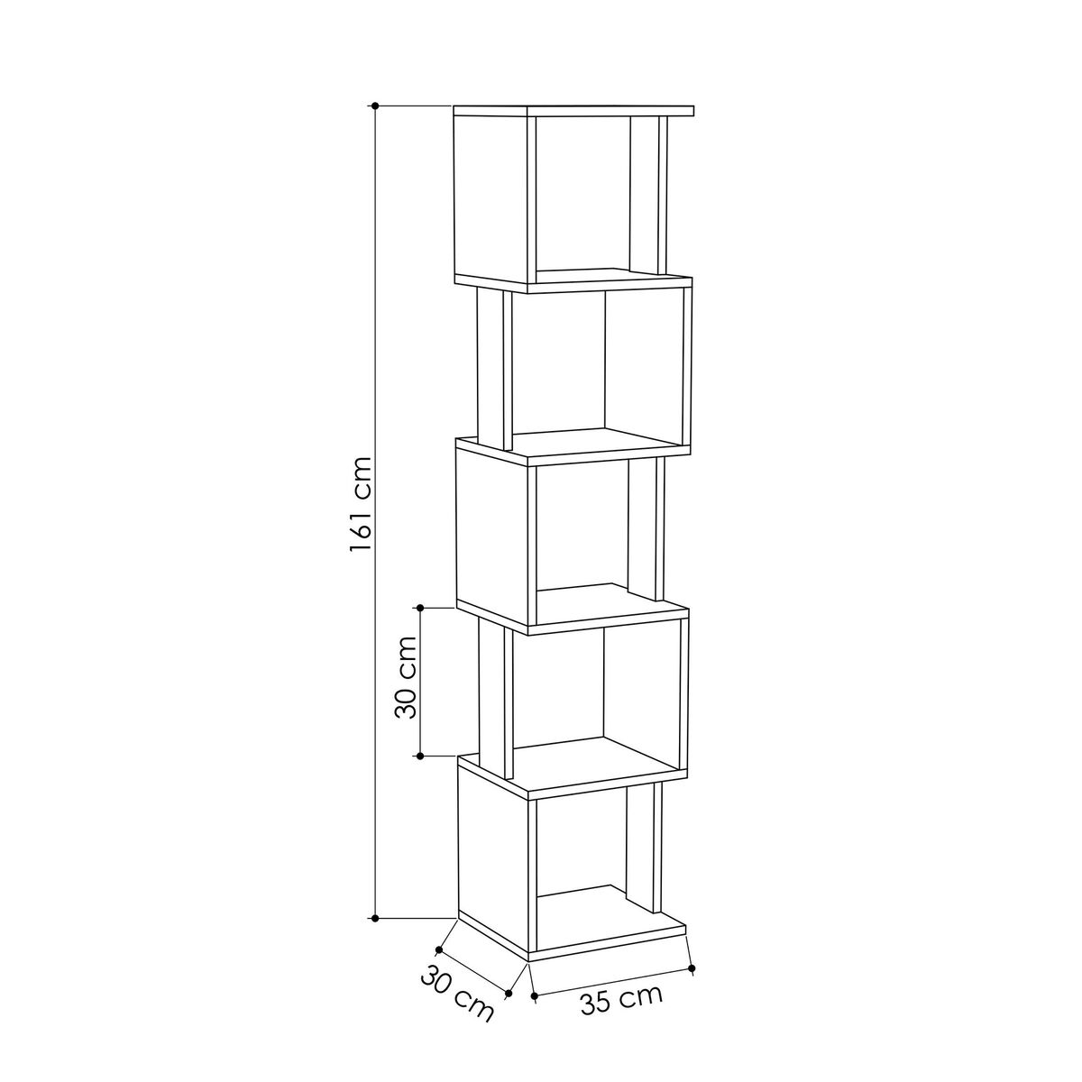 Vinkelhylla Alexandra House Living Tölgy Trä MDP 35 x 161 x 2 cm 5 Hyllor - 4