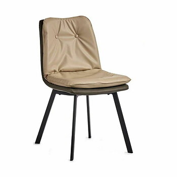 Fåtölj Knappar Svart Beige Grå Stål 62 x 85 x 47 cm (2 antal)