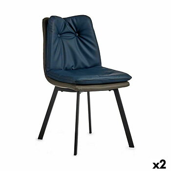 Fåtölj Gift Decor Blå Svart Grå 62 x 85 x 47 cm Knappar (2 antal)