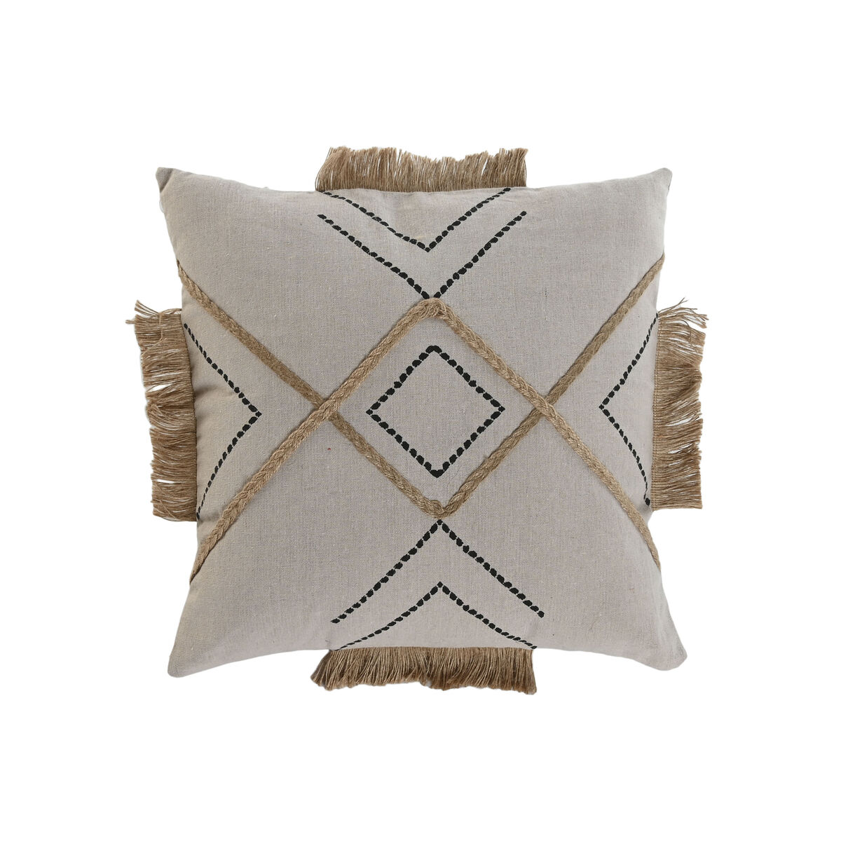 Kudde Home ESPRIT Beige Naturell Boho 45 x 45 cm