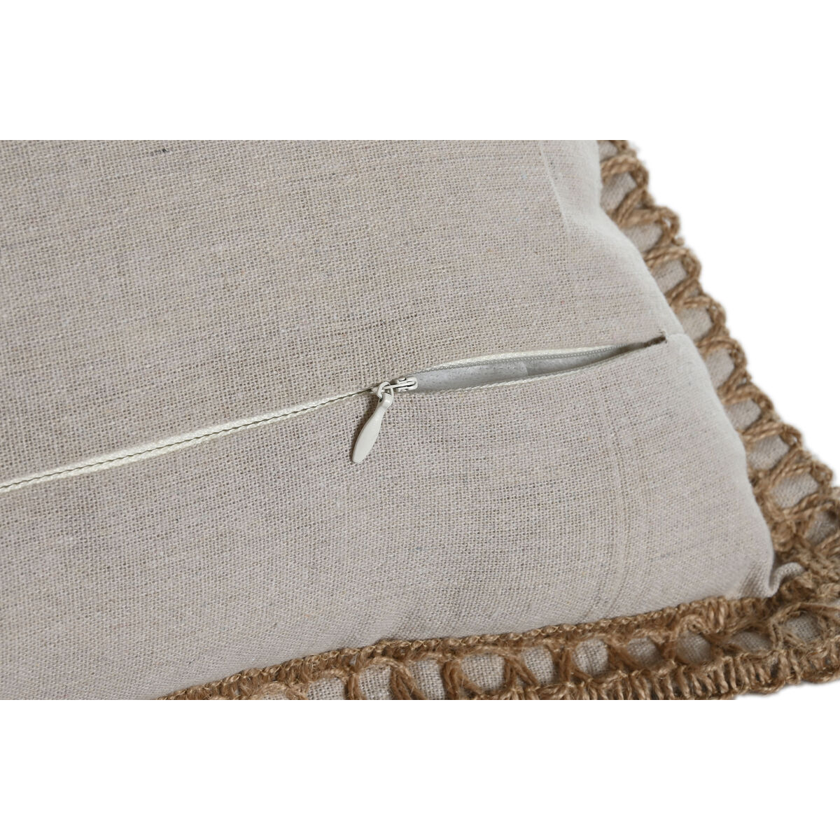 Kudde Home ESPRIT Svart Beige Frans Boho 45 x 45 cm - 4