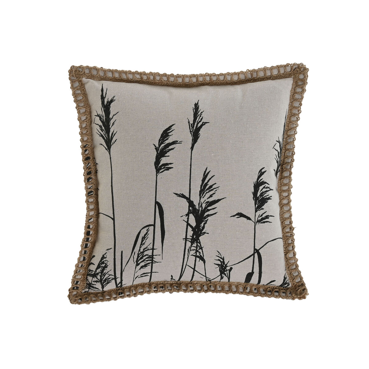 Kudde Home ESPRIT Svart Beige Frans Boho 45 x 45 cm
