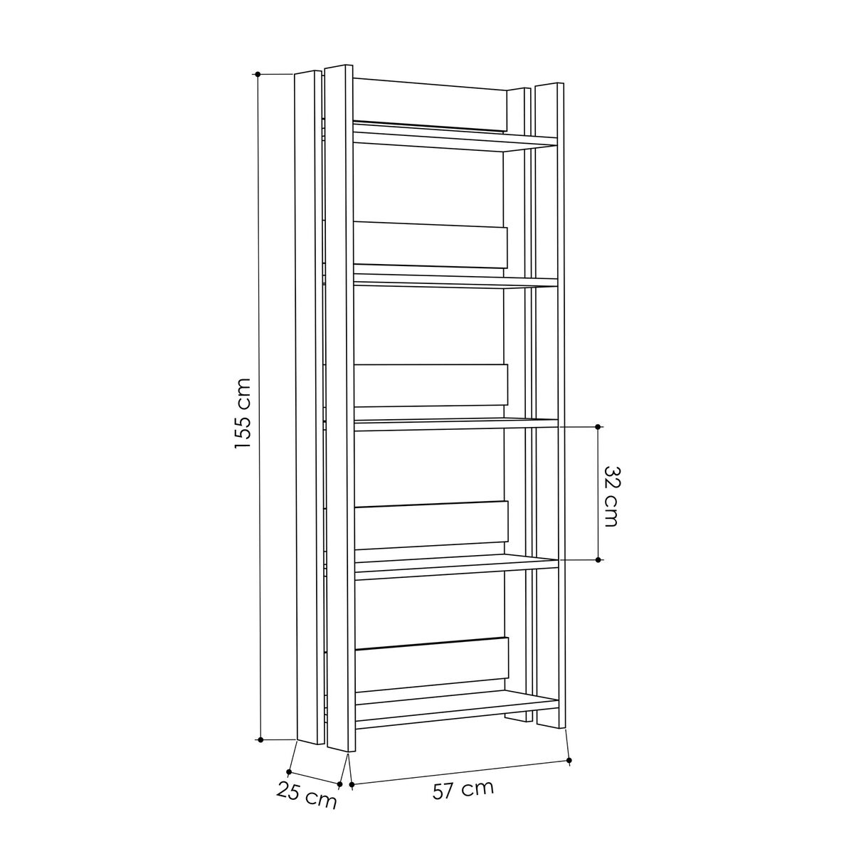 Bokhandel Alexandra House Living Tölgy Trä MDP 57 x 155 x 25 cm 5 Hyllor - 4