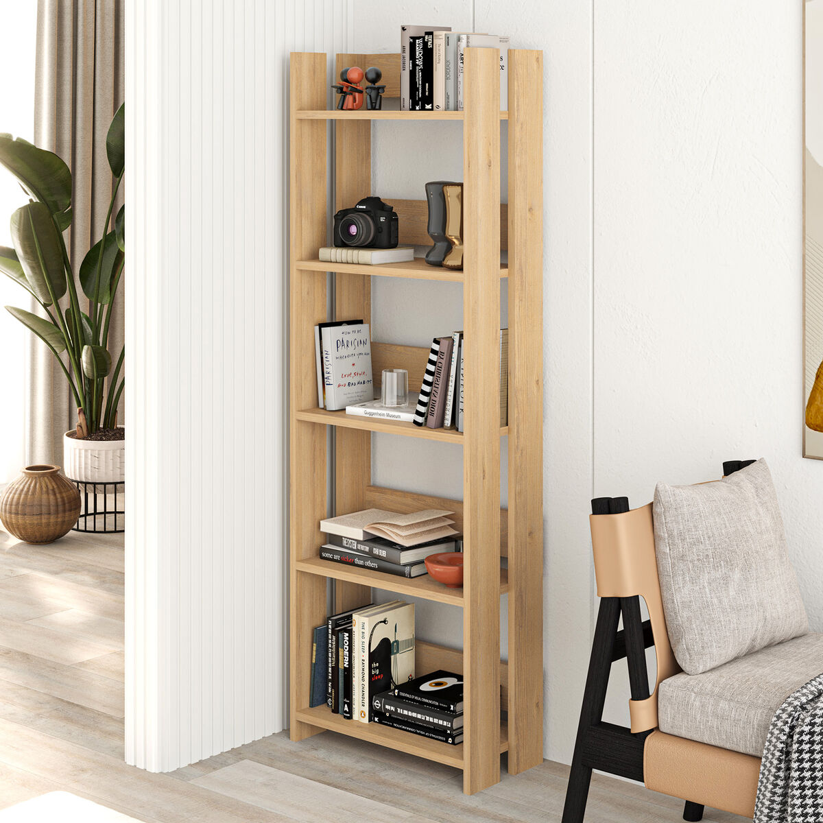 Bokhandel Alexandra House Living Tölgy Trä MDP 57 x 155 x 25 cm 5 Hyllor - 2