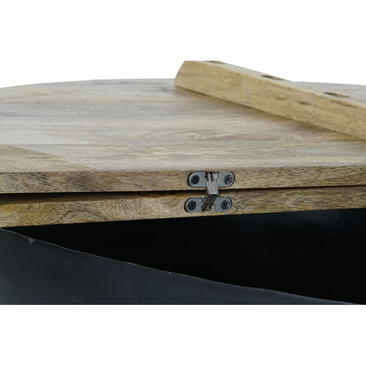Sidobord DKD Home Decor Brun Svart Metall Mangoträ 95 x 95 x 40 cm 93,5 x 93,5 x 40 cm - 2