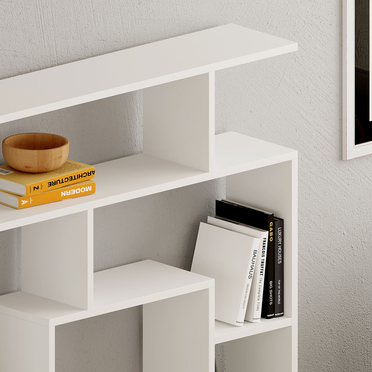 Bokhylla Alexandra House Living Vit Trä MDP 125 x 129 x 22 cm Labyrint - 3