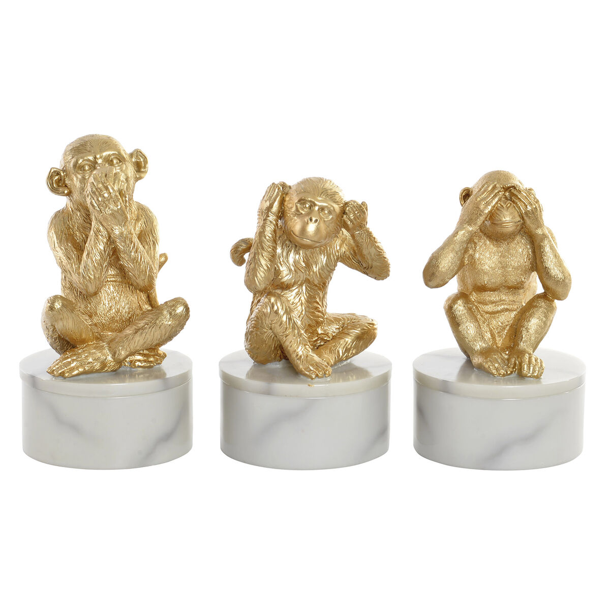 Prydnadsfigur DKD Home Decor Vit Gyllene Tropiskt Overaller 10,5 x 10,5 x 18,5 cm (3 Delar) - 4