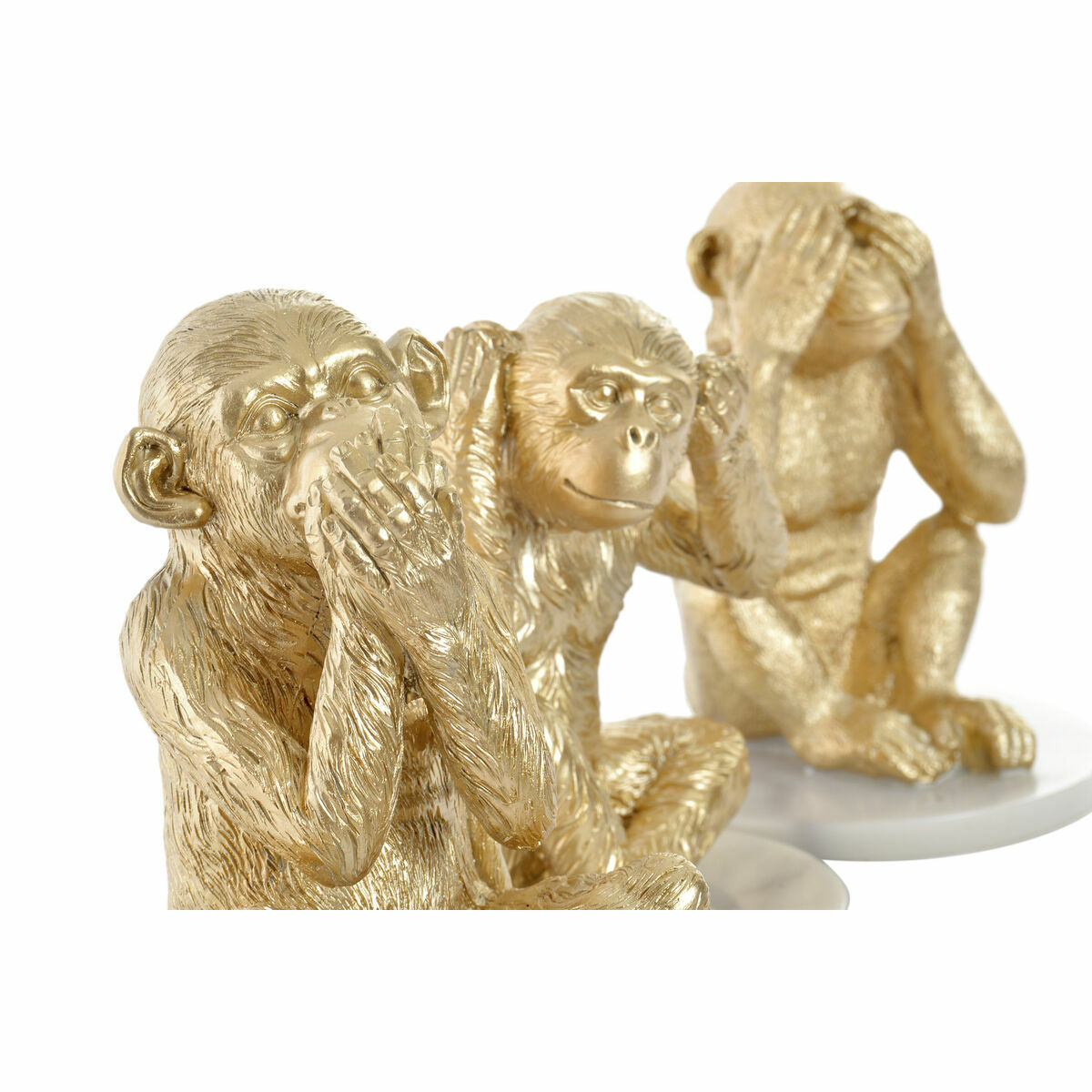 Prydnadsfigur DKD Home Decor Vit Gyllene Tropiskt Overaller 10,5 x 10,5 x 18,5 cm (3 Delar) - 5