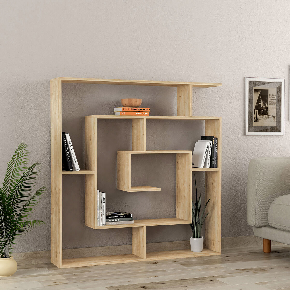 Bokhylla Alexandra House Living Tölgy Trä MDP 125 x 129 x 22 cm Labyrint - 2