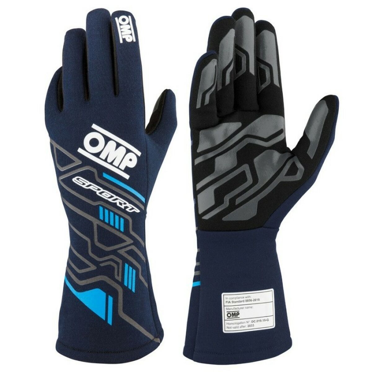 Karting Gloves OMP MY2025 Blå Marinblå FIA 8856-2018