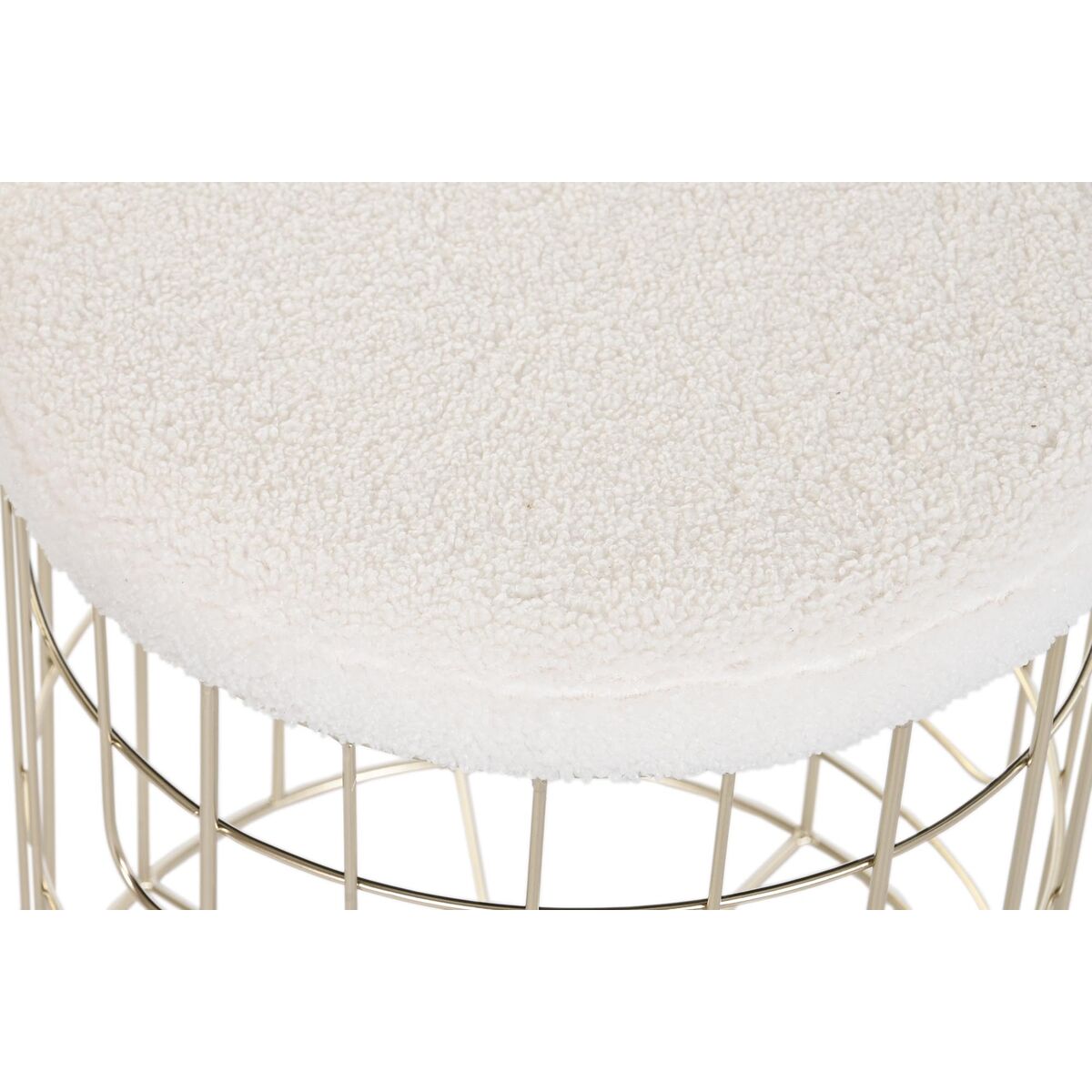 Fotpall DKD Home Decor Beige Gyllene Metall Polyester Vit Modern (38 x 38 x 44 cm) (35 x 35 x 40 cm) - 2