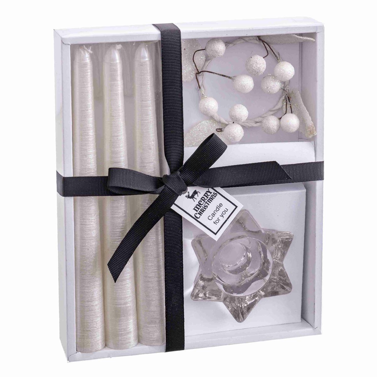 Rund ljsstake med stöd Jul Vit Glas Paraffin 21,4 x 17 x 3,8 cm - 2