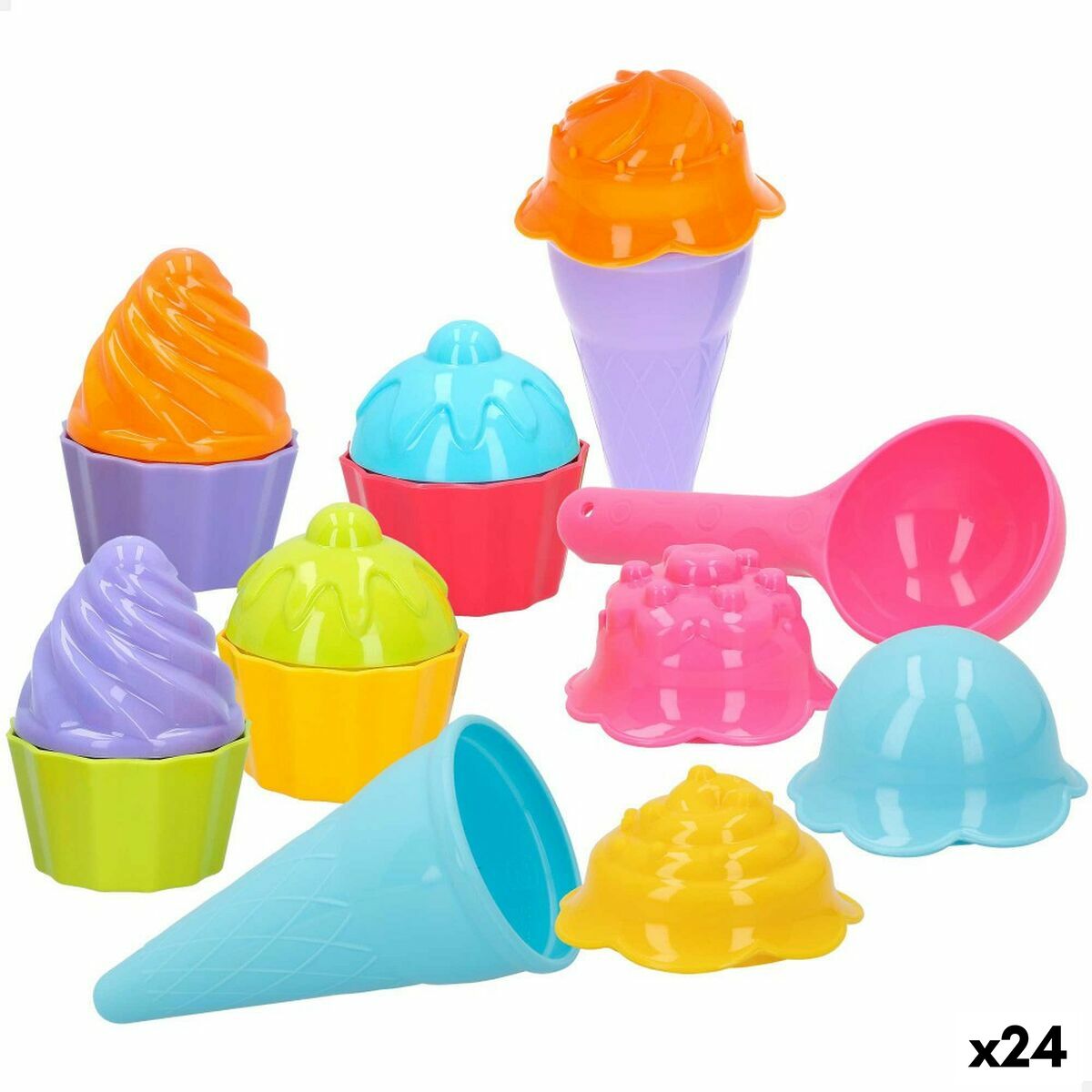 Strandleksaker set Colorbaby 15 Delar Former Glass Cupcake (24 antal) - 13