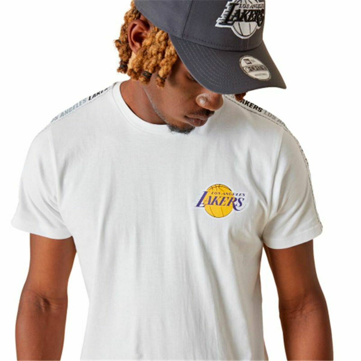 Sporttröja med ärmar New Era LA Lakers NBA Vit - 3