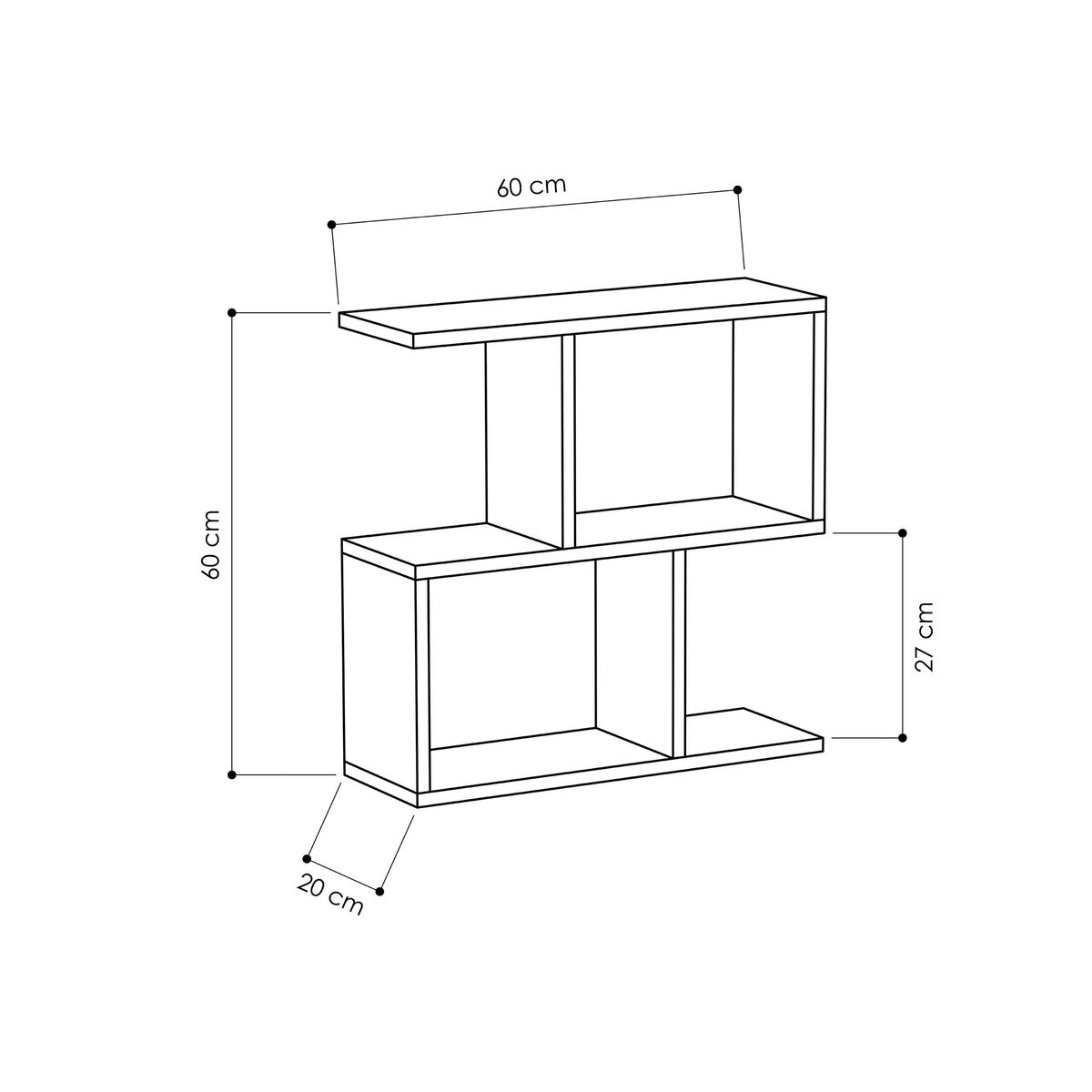 Bokhylla Alexandra House Living Tölgy Trä MDP 60 x 60 x 19 cm - 5