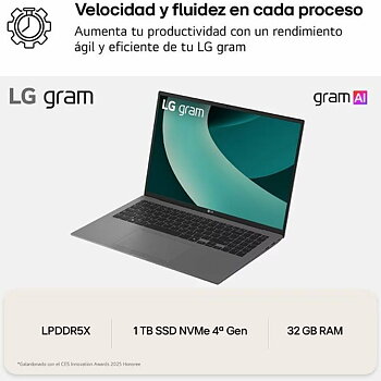 Bärbar dator LG 16Z90TL-G.AU88B 16" intel core ultra 7 32 GB RAM 1 TB SSD Qwerty Spanska
