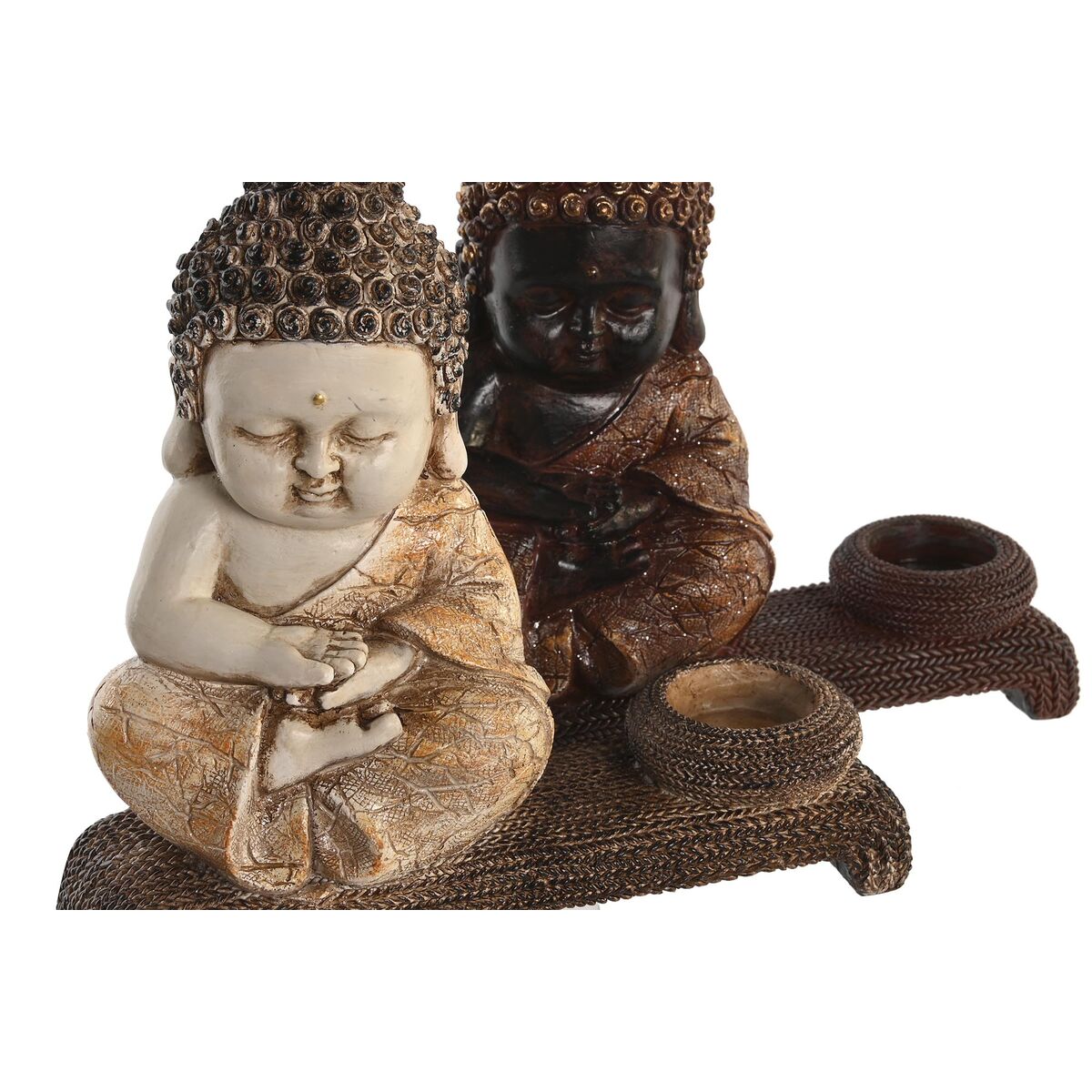 Prydnadsfigur DKD Home Decor 22 x 8,2 x 23 cm Röd Beige Buddha Orientalisk (4 Delar) - 4