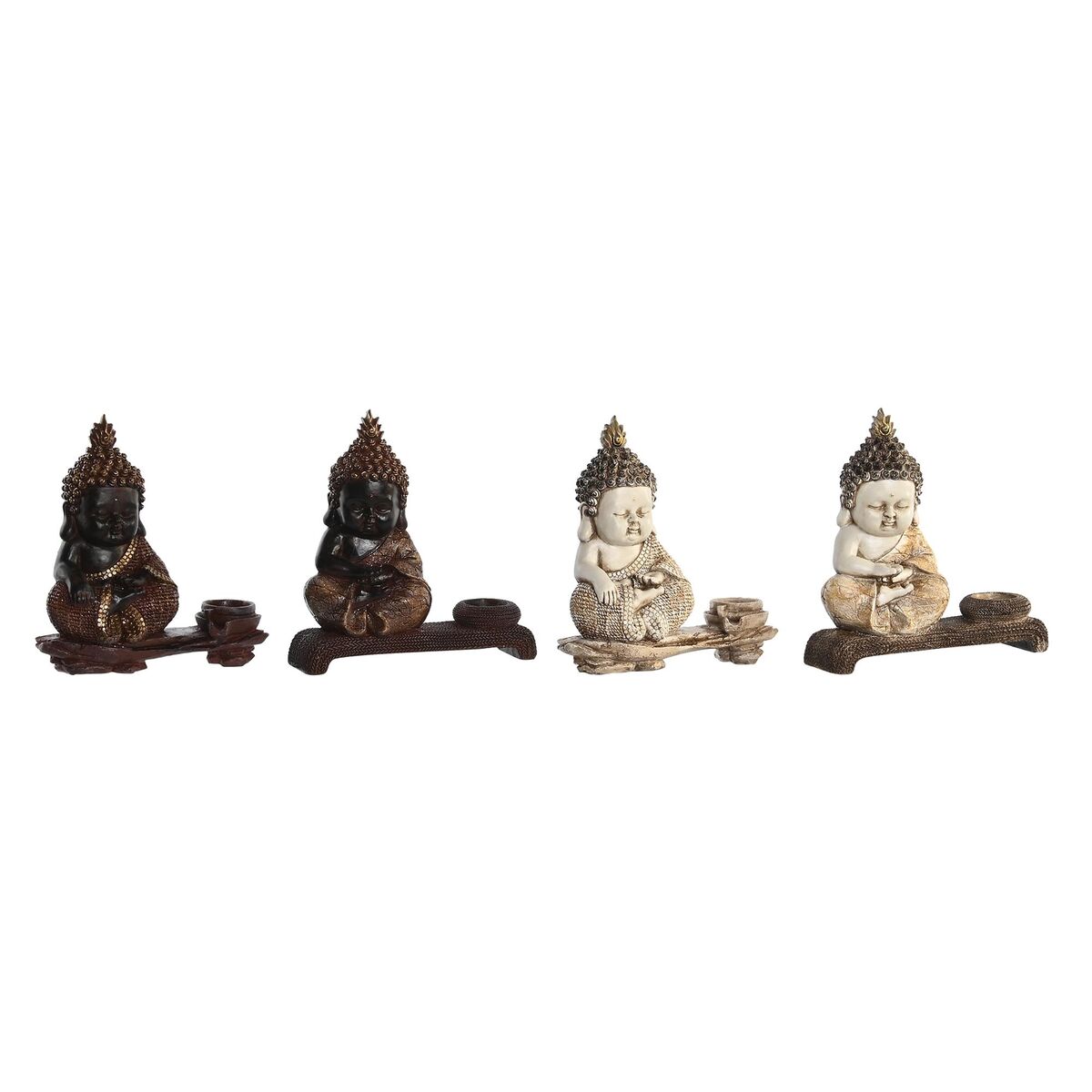 Prydnadsfigur DKD Home Decor 22 x 8,2 x 23 cm Röd Beige Buddha Orientalisk (4 Delar)
